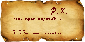 Plakinger Kajetán névjegykártya